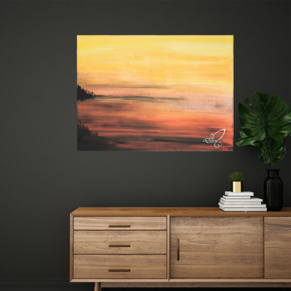 Sunset on Water, Tempera auf Leinwand